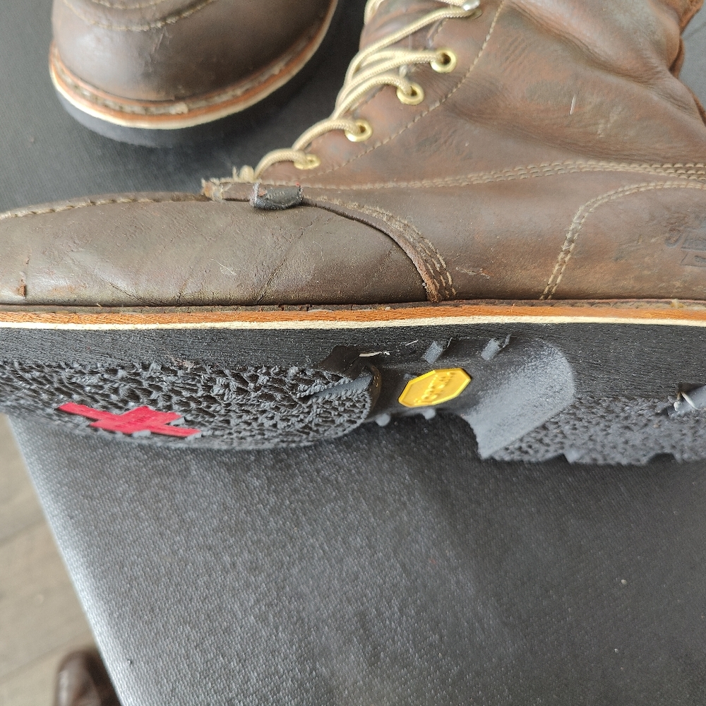 Industrial Work Boots Resoled with Vibram Alpha #1318 Oil Resistant Heel Defined - Picture 4 of 15